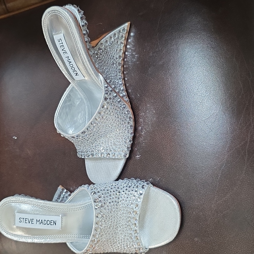 Steve Madden Sparkling Silver Mules